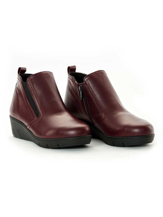 Fiore Collection Piele Cizme de gleznă pentru femei Burgundy