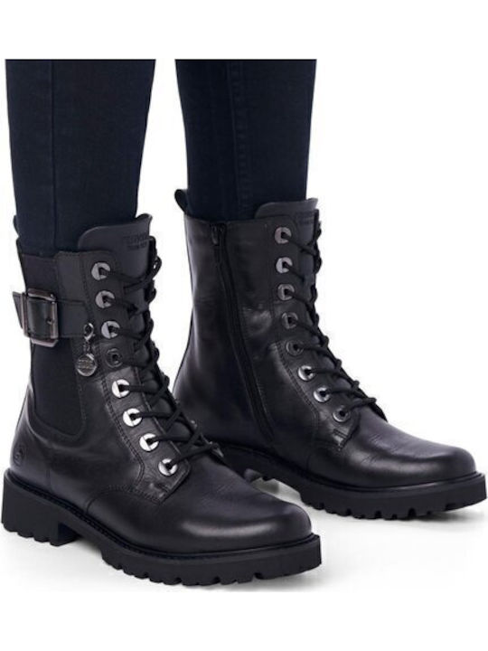 Leder Stiefeletten Damen Schwarz