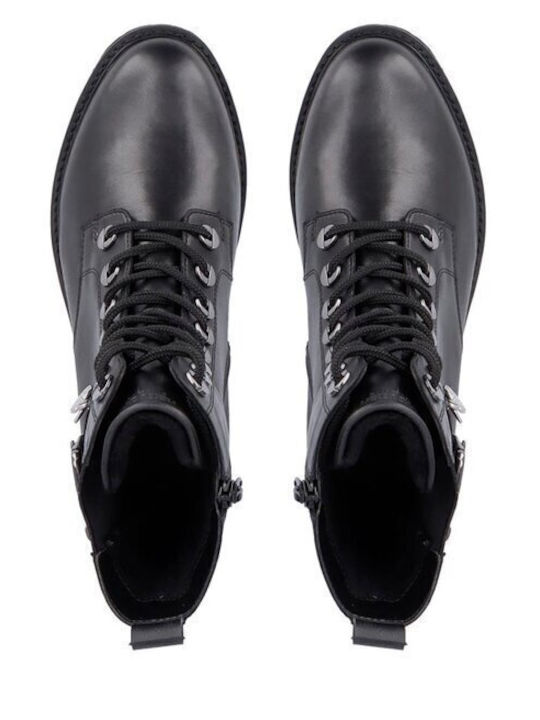 Leder Stiefeletten Damen Schwarz