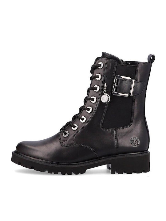 Leder Stiefeletten Damen Schwarz