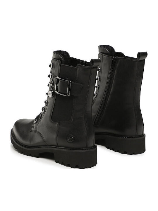 Leder Stiefeletten Damen Schwarz