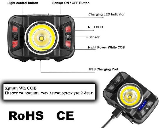 Alpin Stirnlampe LED mit maximaler Helligkeit 400lm 146wh Schwarz