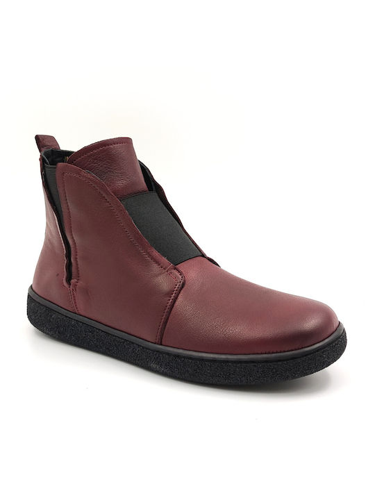 Twist Leather Women's Ankle Boots Burgundy