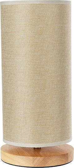 GloboStar Valverde Wood Table Lamp for Socket E27 with Beige Shade and Base