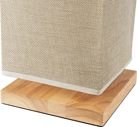 GloboStar Aruba Wood Table Lamp for Socket E27 with Beige Shade and Base