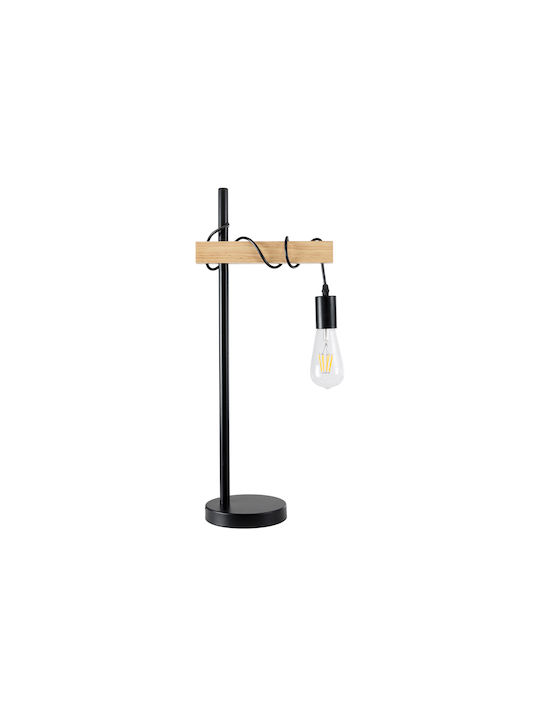 GloboStar Metal Table Lamp for Socket E27 with Black Shade and Base