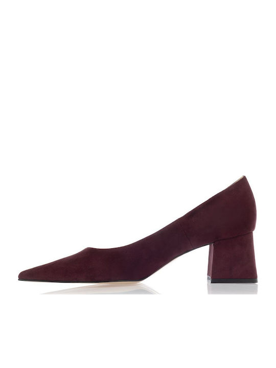 Sante Suede Γόβες με Μεσαίο Τακούνι Μπορντό