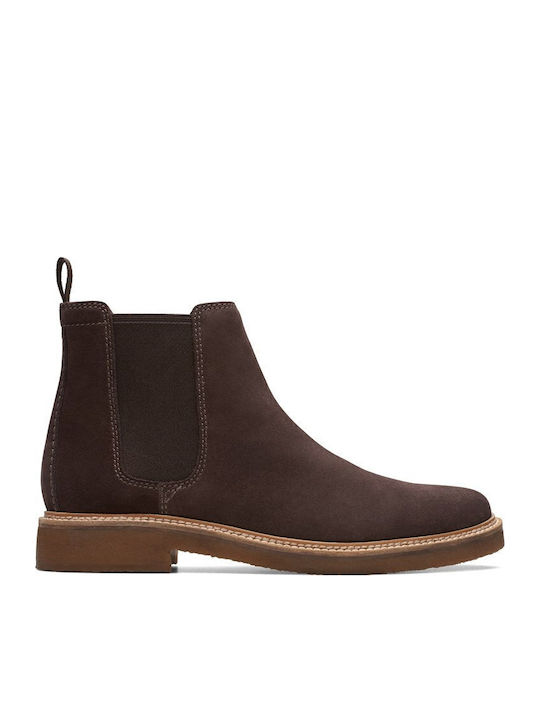 Clarkdale Suede Chelsea Μποτάκια Dark Brown