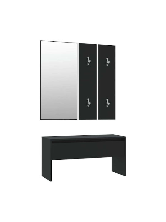 Hallway Furniture with Mirror, Hanger and Shoe Rack Black 80x30.5x40cm