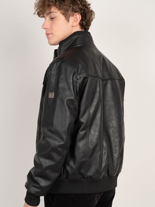 Rebase Men's Winter Leather Jacket BLACK