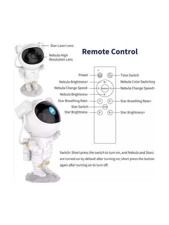 Lumini LED Rotativ Lampă de proiecție pentru copii cu Proiecție de Stele Alb