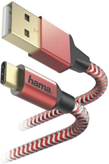 HAMA Редовна USB 2.0 Кабел USB-C мъжки - USB-A мъжки Червен 1.5м