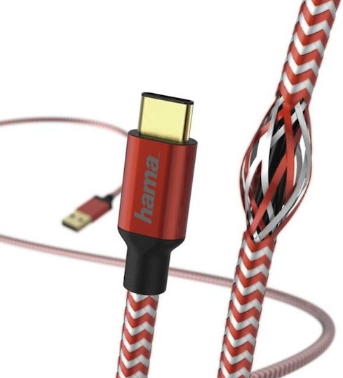 HAMA Редовна USB 2.0 Кабел USB-C мъжки - USB-A мъжки Червен 1.5м