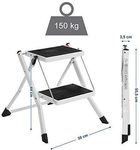 Songmics Trittleiter Eisen 2 Stufen 20cm