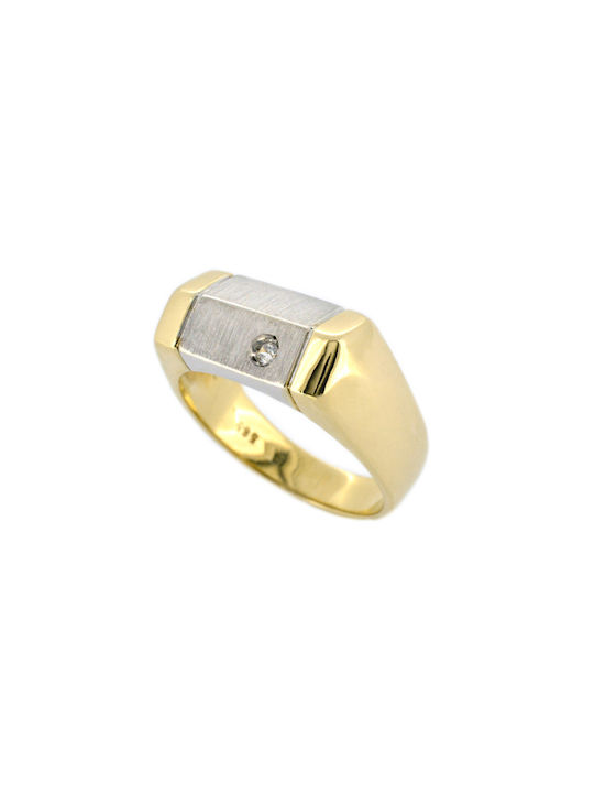 Herren Ring mit Zirkonia aus Weißgold 14K