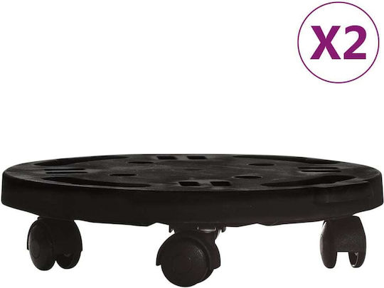 vidaXL Βάσεις Γλάστρας Μαύρες με Ρόδες 30x30εκ. 2τμχ