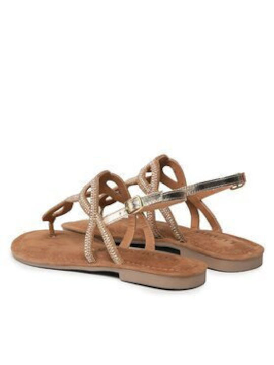 Lazamani Damen Flache Sandalen in Gold Farbe