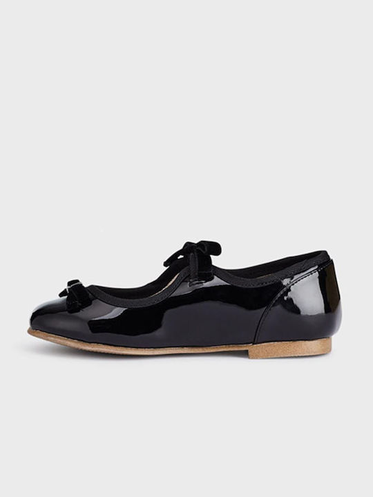 Mayoral Kids Patent Leather Ballerinas with Hoop & Loop Closure Black