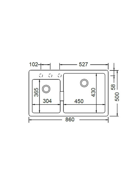 Schock Cristadur 110-15290-1221 Drop-In Мивка от Синтетичен Гранит Ш86xД50см Бронзов