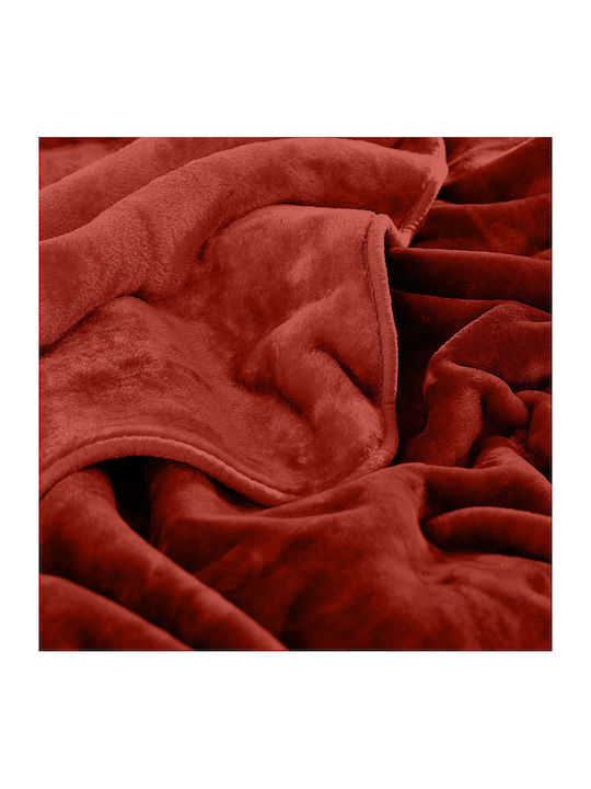 Lino Home Velvet Blanket Single 160x220cm Burgundy