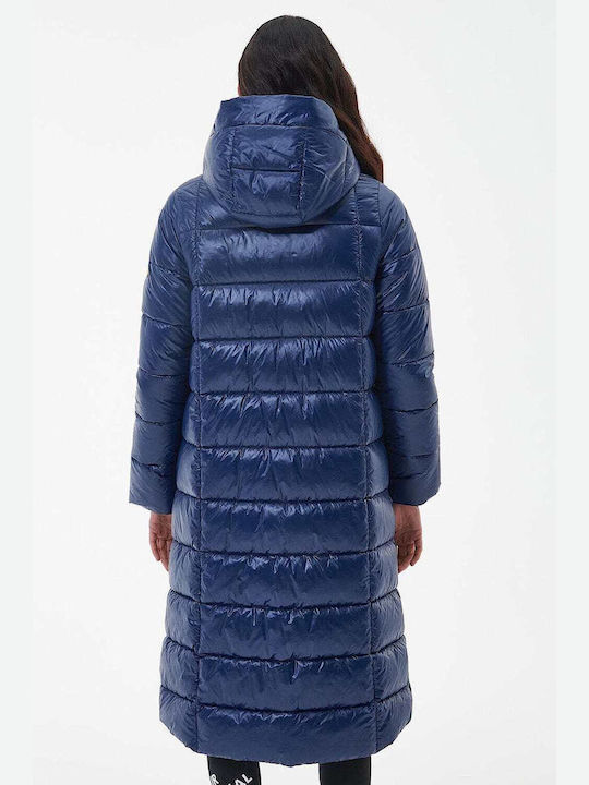 Barbour Lang Damen Puffer Jacke für Winter Blau