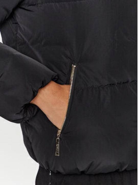 Κοντό Γυναικείο Puffer Μπουφάν για Χειμώνα Μαύρο