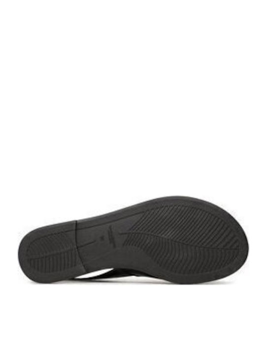 Tia Leder Flache Sandalen für Damen in Schwarz Farbe