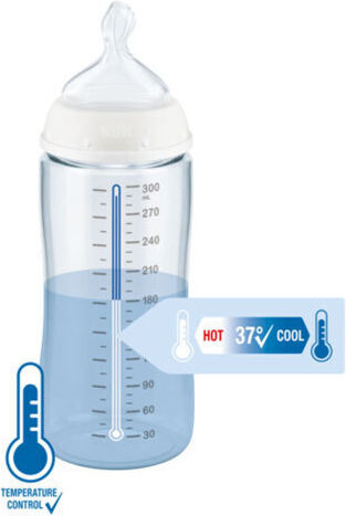 Nuk Plastic Baby Bottle First Choice Plus Temperature Control Anti-Colic with Silicone Teat for 0-6 Months Grey Koala Grey 300ml
