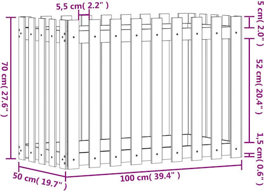 vidaXL Ζαρντινιέρα Ξύλινη Ροζ 100x50x70εκ.