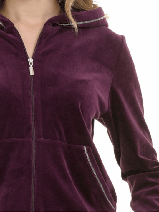 Primavera Winter Damen Pyjama-Set Samt Eggplant