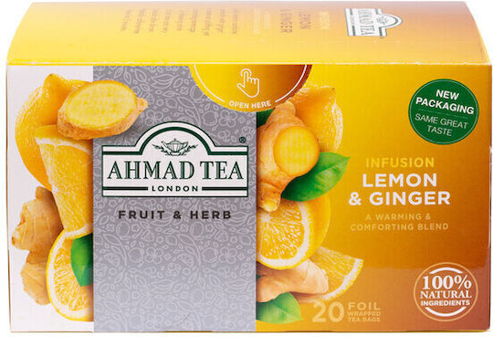 Ahmad Tea Τσάι 20 Φακελάκια 40gr με Άρωμα Λεμόνι & Τζίντζερ
