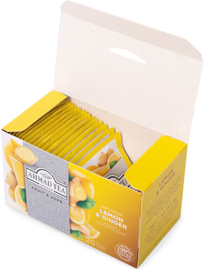 Ahmad Tea Τσάι 20 Φακελάκια 40gr με Άρωμα Λεμόνι & Τζίντζερ