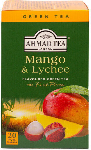 Ahmad Tea Зелен Чай 20 Чанти 1бр с Аромат Манго и личи
