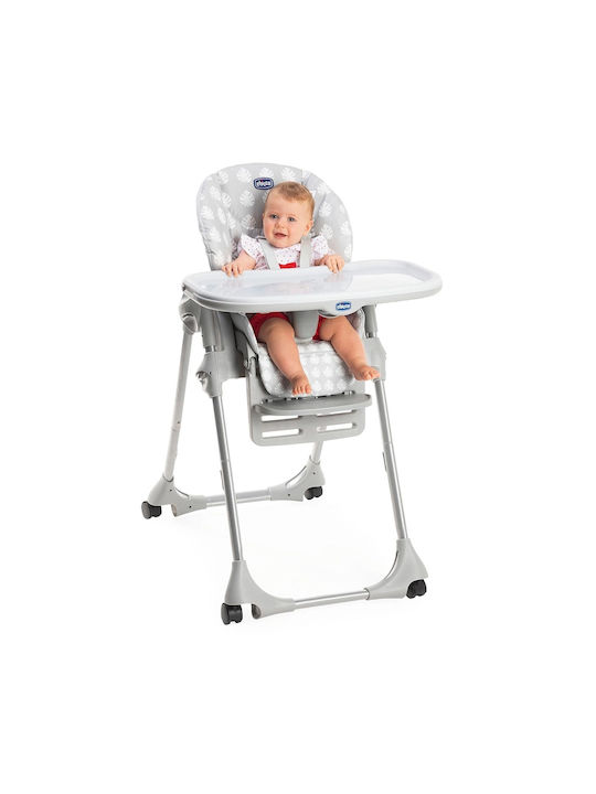 Chicco Polly Easy Foldable Baby Highchair with Adjustable Height Penguin Gray/Blue