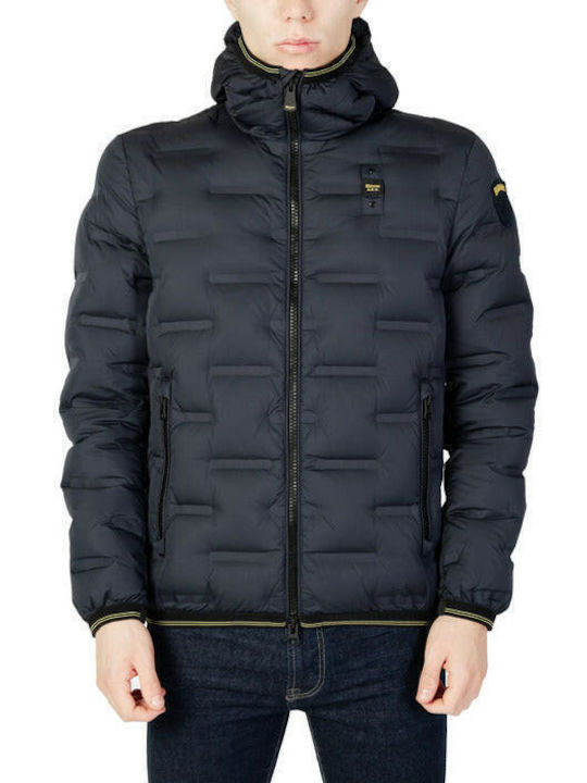 Blauer Herren Winter Jacke Lässig Grün