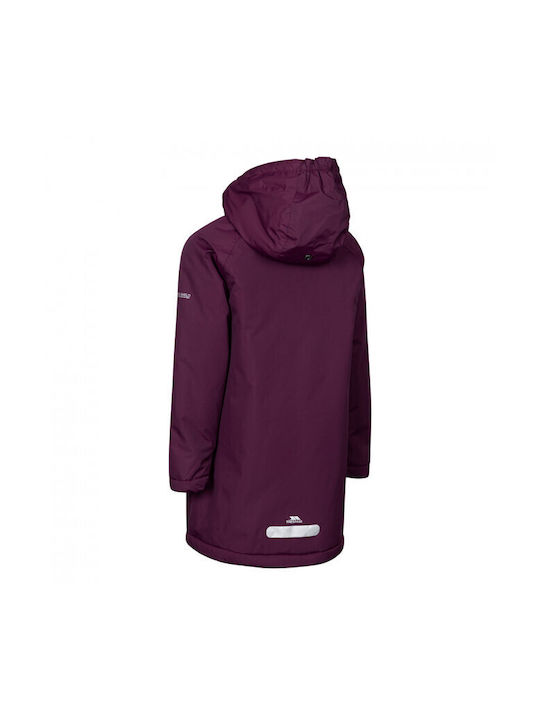 Trespass Waterproof Kids Casual Jacket Long Windproof with Lining & Hood Purple