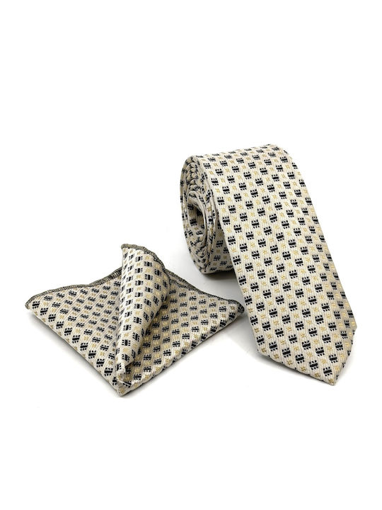 Legend Accessories Typ Micro Herren Krawatten Set Gedruckt in Beige Farbe