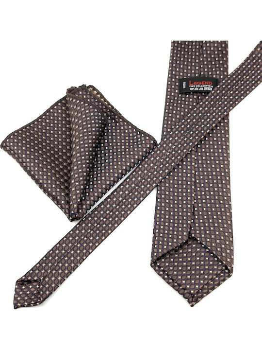 Legend Accessories Тип Micro Комплект Мъжки Кравати Отпечатани в Кафяв Цвят