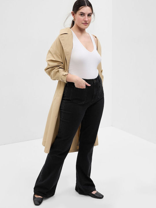 '70s Ψηλόμεσο Γυναικείο Jean Παντελόνι Καμπάνα basic black