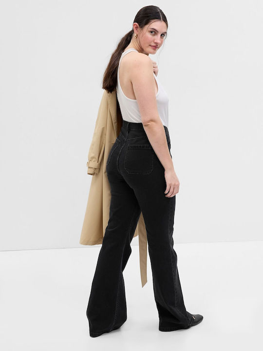 '70s Ψηλόμεσο Γυναικείο Jean Παντελόνι Καμπάνα basic black