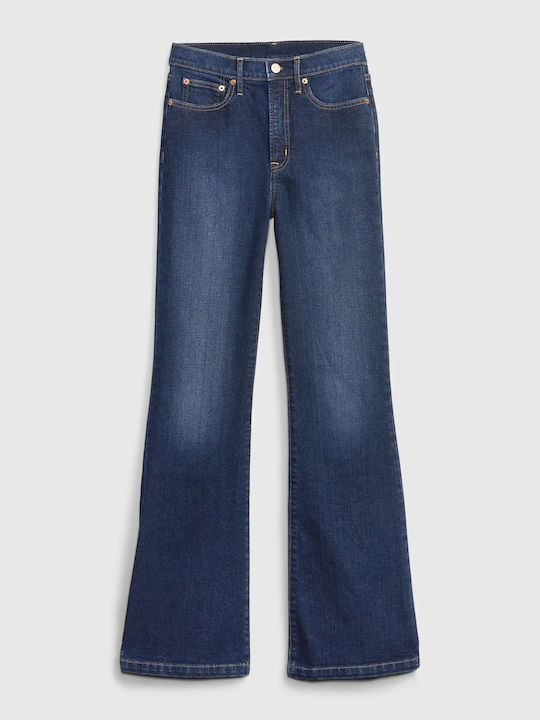 '70s Hoch tailliert Damenjeans Schlaghose Dark Wash