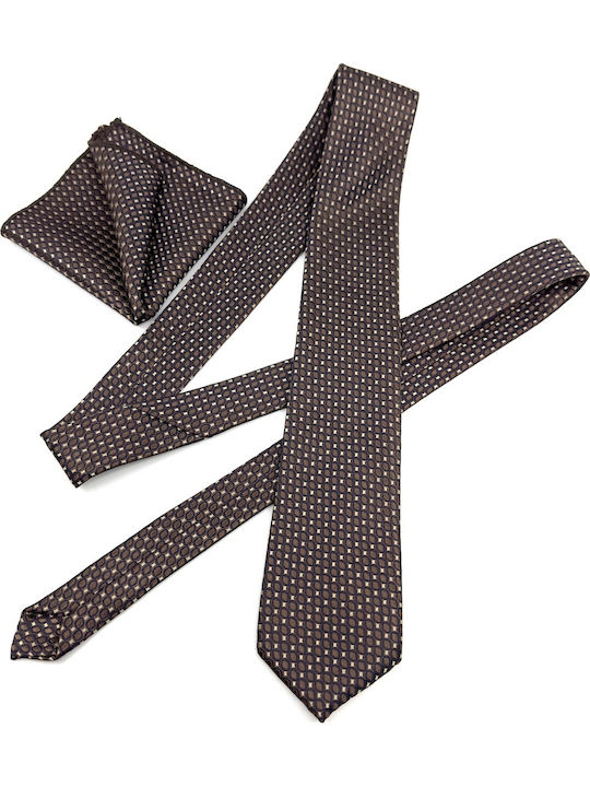 Legend Accessories Тип Micro Комплект Мъжки Кравати Отпечатани в Кафяв Цвят