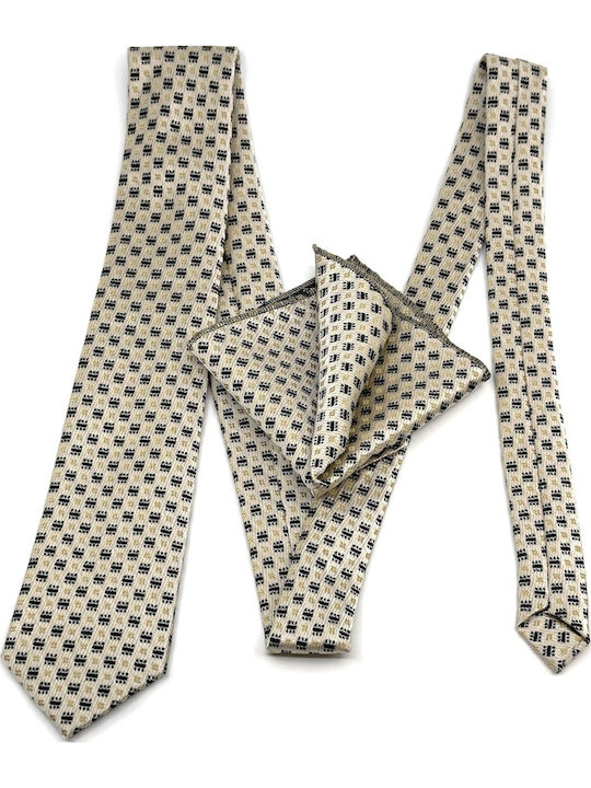 Legend Accessories Typ Micro Herren Krawatten Set Gedruckt in Beige Farbe