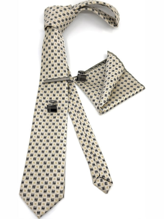 Legend Accessories Typ Micro Herren Krawatten Set Gedruckt in Beige Farbe