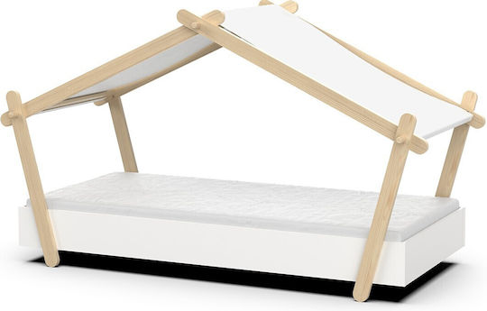 Lodge Kinderbett Einzeln Weiß für Matratze 90x200cm