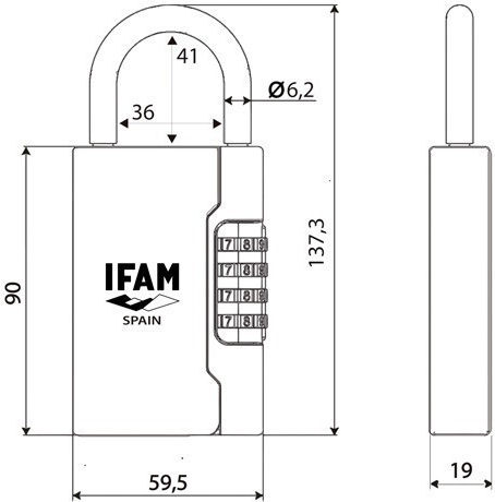 IFAM Steel Padlock Brass Combination 1pcs