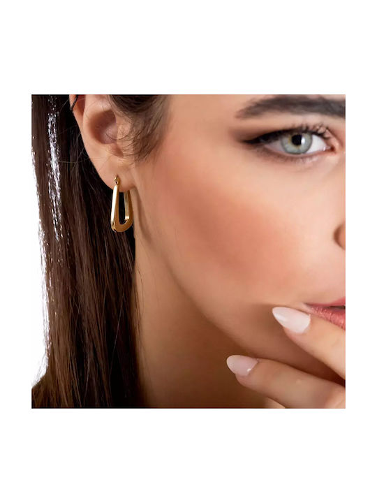 Oxzen Earrings Hoops made of Steel Gold Plated