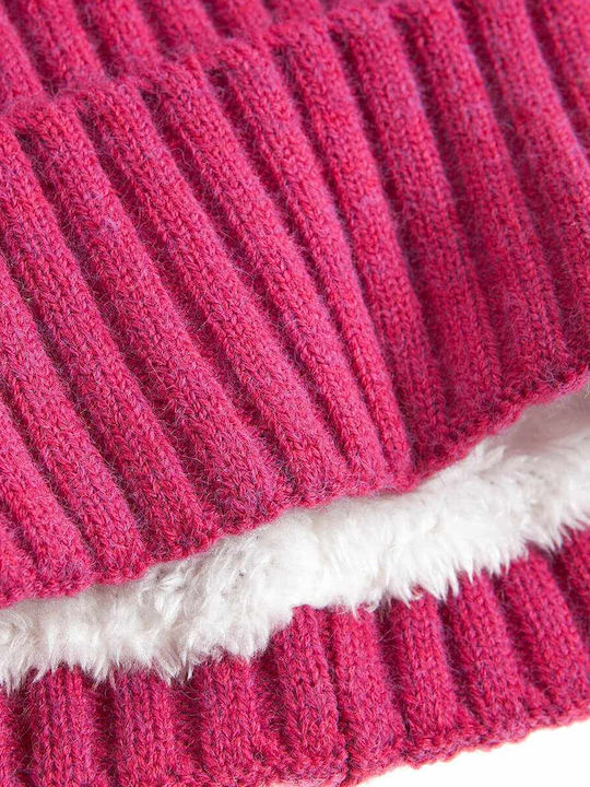 Knitted Fleece Beanie Cap Fuchsia