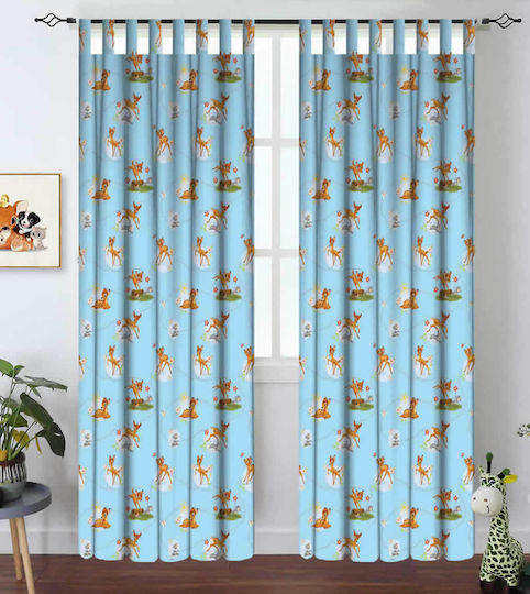 Disney Παιδική Κουρτίνα Bambi με Τιράντες Μπλε 140x290εκ.