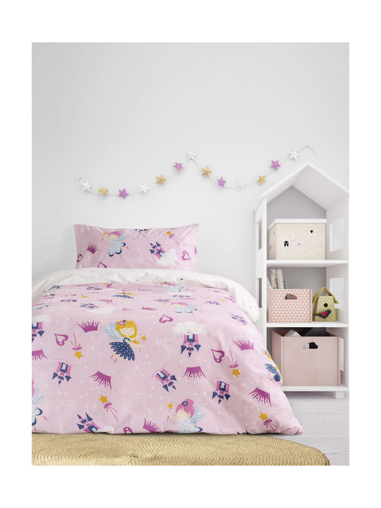 Kocoon Set Kids Duvet Cover Single with Pillowcase Cotton PInk 165x245cm